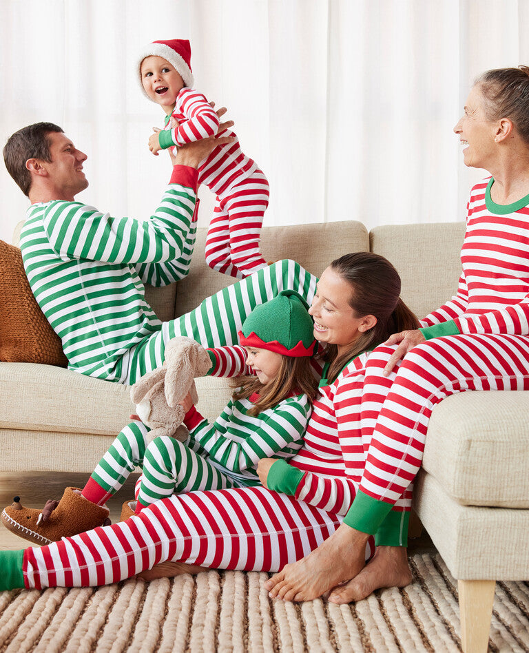 Red & Green Stripe Family Pajamas 2-piece Set