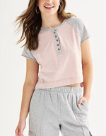 Women's Raglan Sleeve Henley T-Shirt