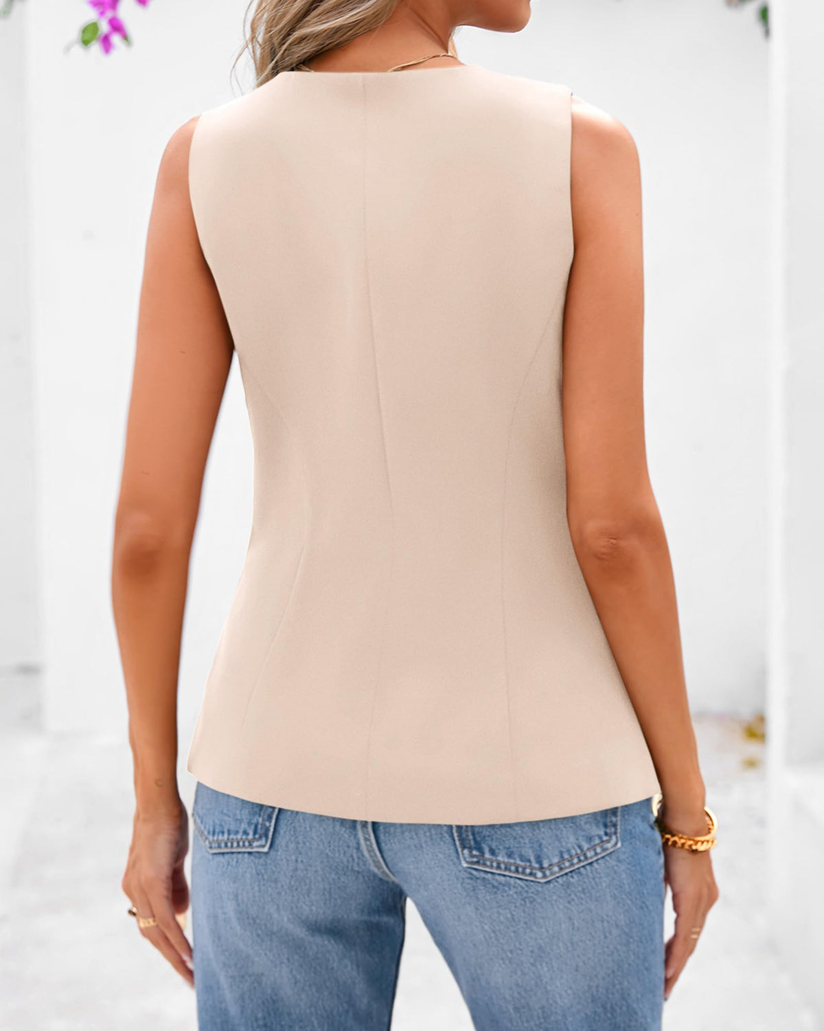Women's Sleeveless Button-Down Blazer Vest