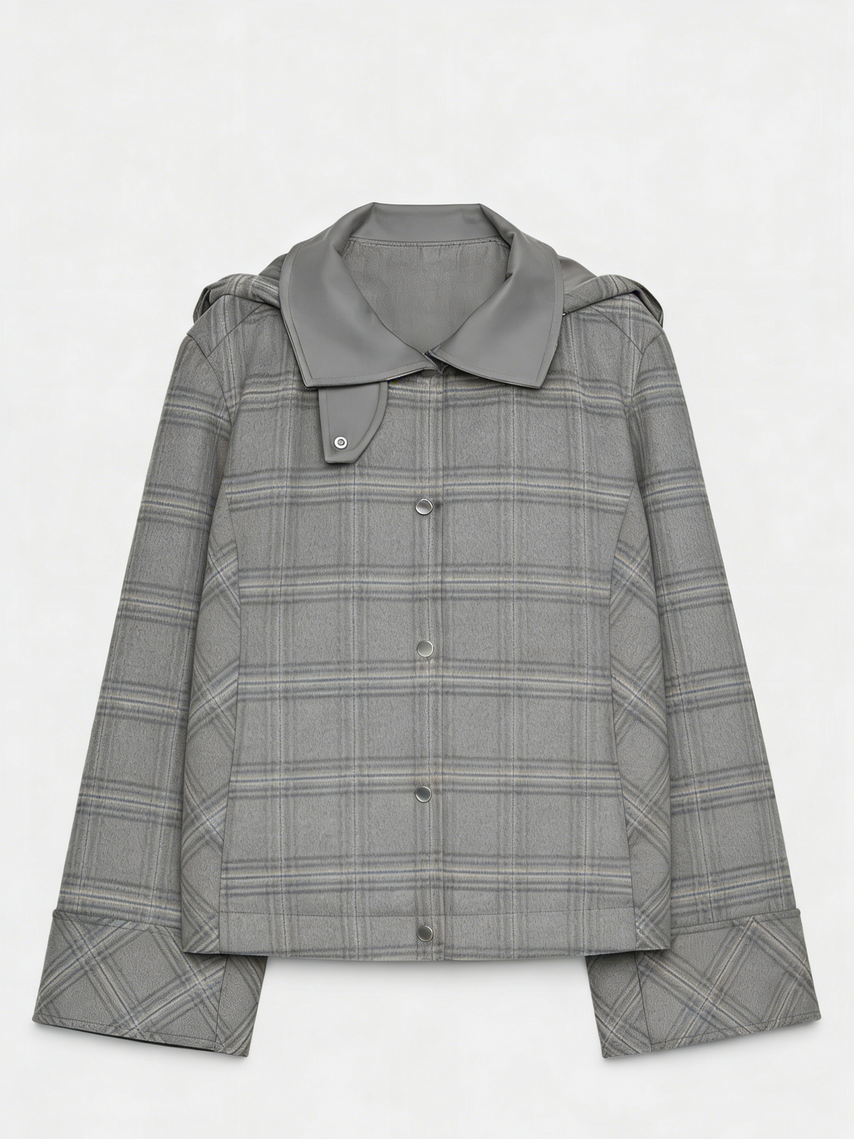 Women's High-Neck Checked Hooded Quilted Coat