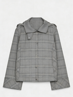 Women's High-Neck Checked Hooded Quilted Coat