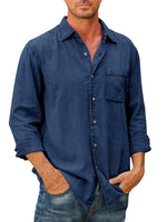 ??Men's Denim Long Sleeve Button Down Shirt