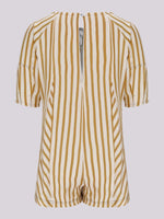 Women's Casual Loose Puff Sleeve Striped Romper