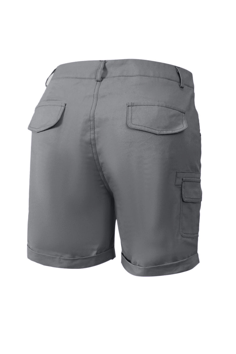 Solid Stitch Trim Roll Hem Shorts