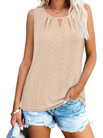 Women's Summer Keyhole Neck Pleated Tank Tops