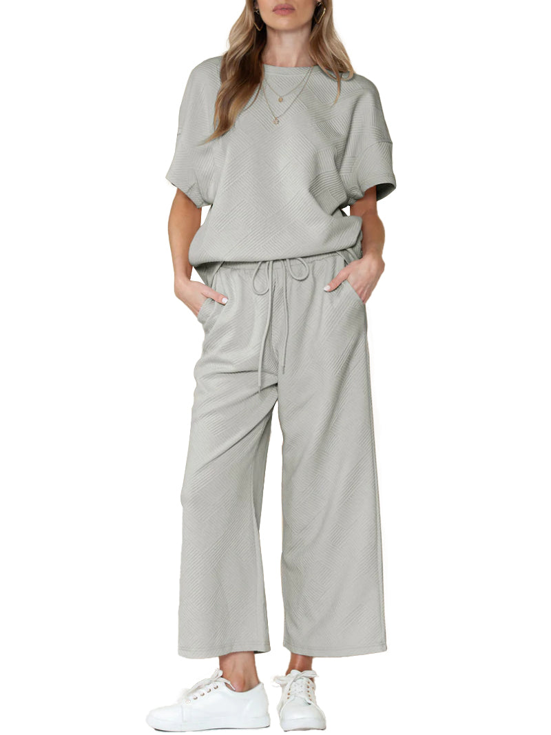 Women's Two Piece Textured Sports Casual Suit