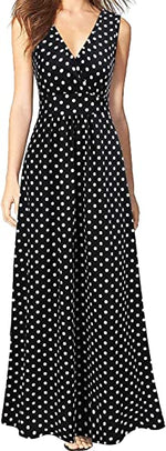 Sleeveless Deep V Neck Loose Casual Dress
