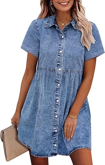 Women's Tencel Denim Washed Shirt Dress