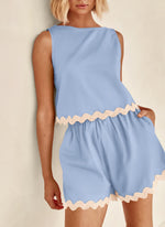 Women's Casual Vest High Waisted Shorts Set