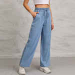 Wide-leg High-rise Drawstring Jeans