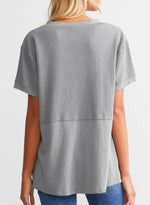 Women's CasualWaffle Knit Short Sleeve Top