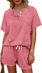 Basic Casual Short Sleeves Outfit 2 Pieces Set