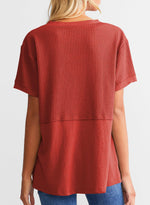 Women's CasualWaffle Knit Short Sleeve Top