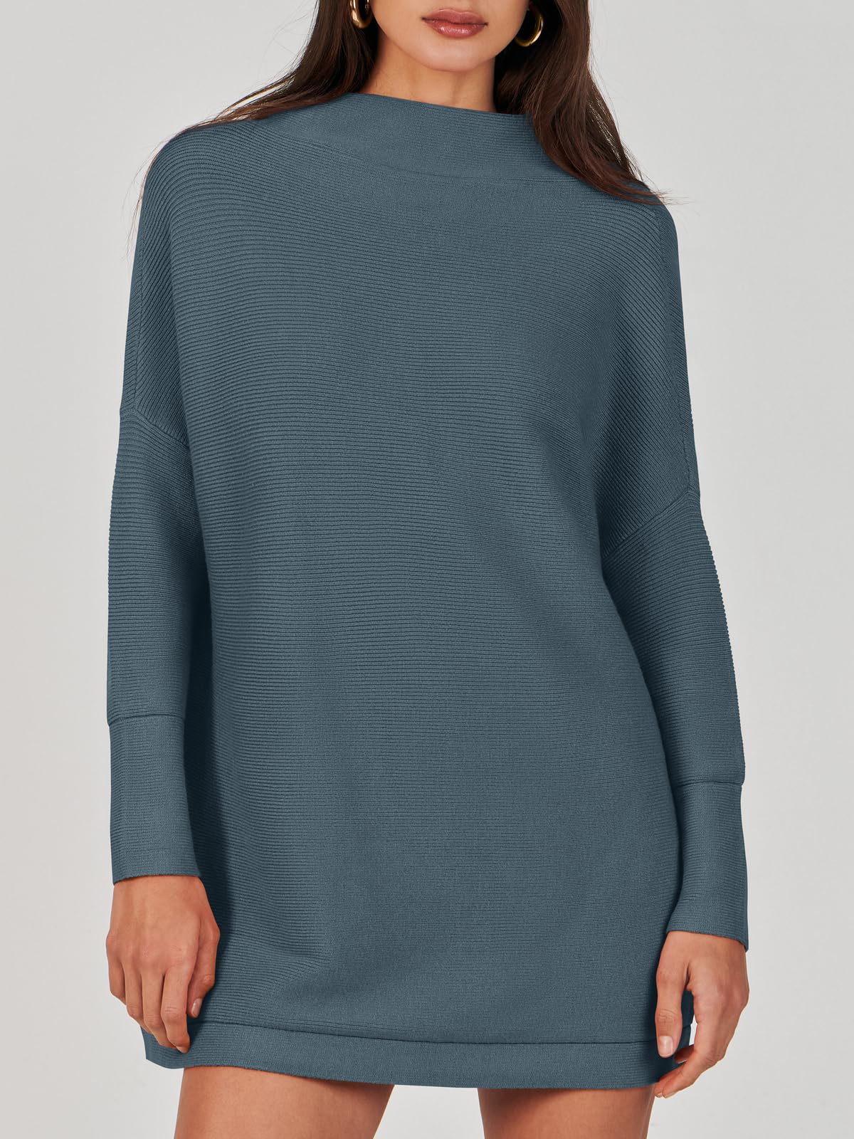 Women's Mock Neck Slouchy Knit Tunic Sweaters