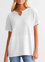 Women's CasualWaffle Knit Short Sleeve Top