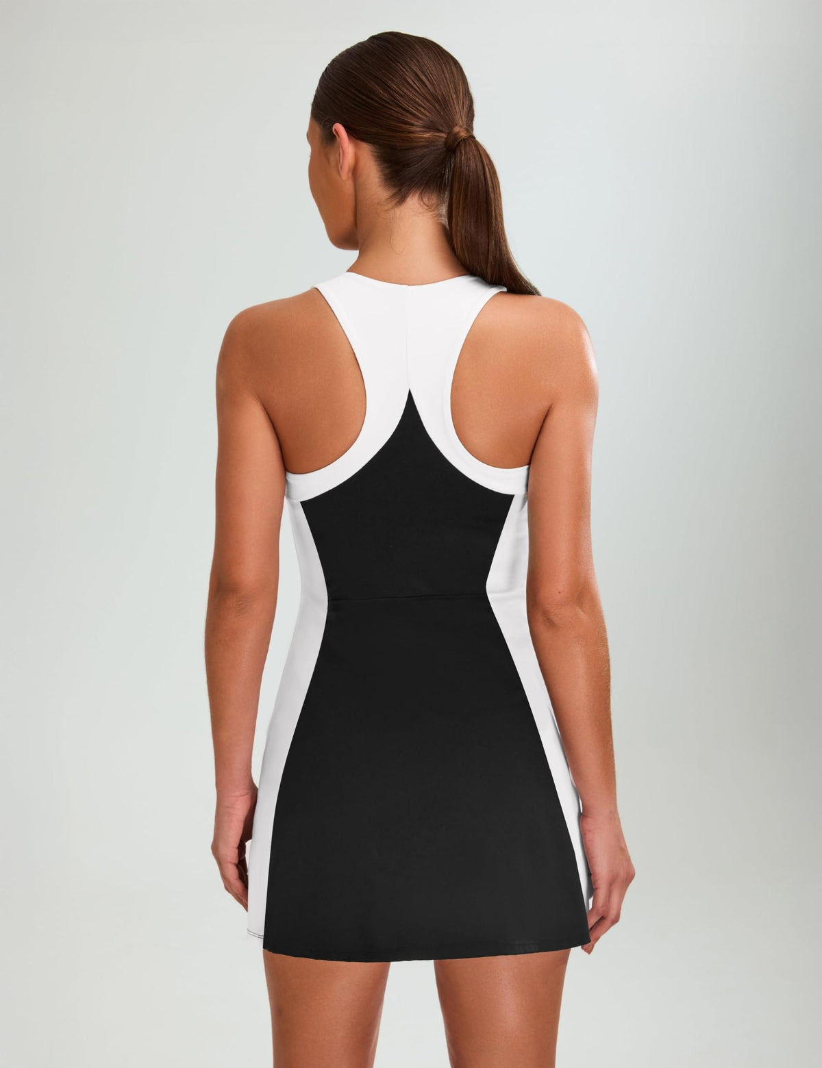 Women's Casual Color Block Racerback Athletic Skirt With Separate Shorts