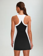 Women's Casual Color Block Racerback Athletic Skirt With Separate Shorts