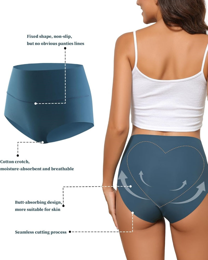 High Waist Underwear Seamless Panties No Show Invisible Briefs 6 Pack
