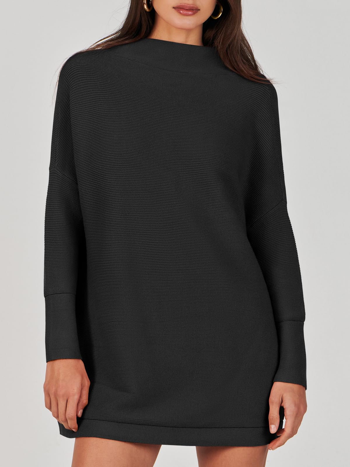 Women's Mock Neck Slouchy Knit Tunic Sweaters