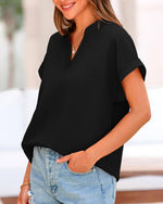 Women's V Neck Loose Flowing Shirt Top