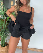 Women's Tennis Workout Romper Dress with Built in Shorts