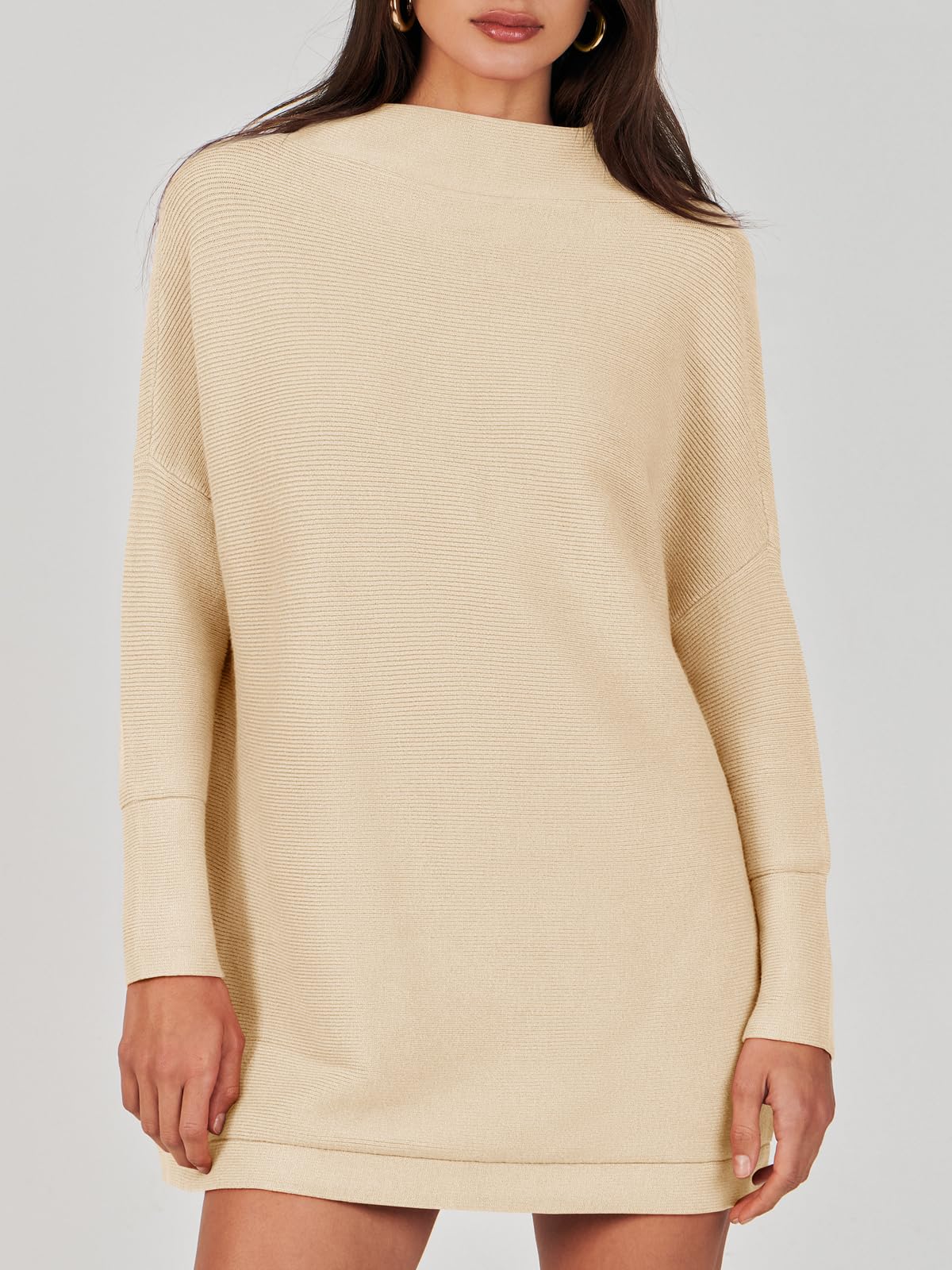 Women's Mock Neck Slouchy Knit Tunic Sweaters