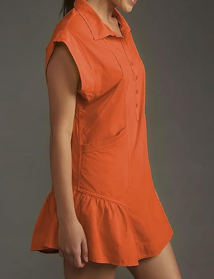 Button Down Shirt Dress with Pockets