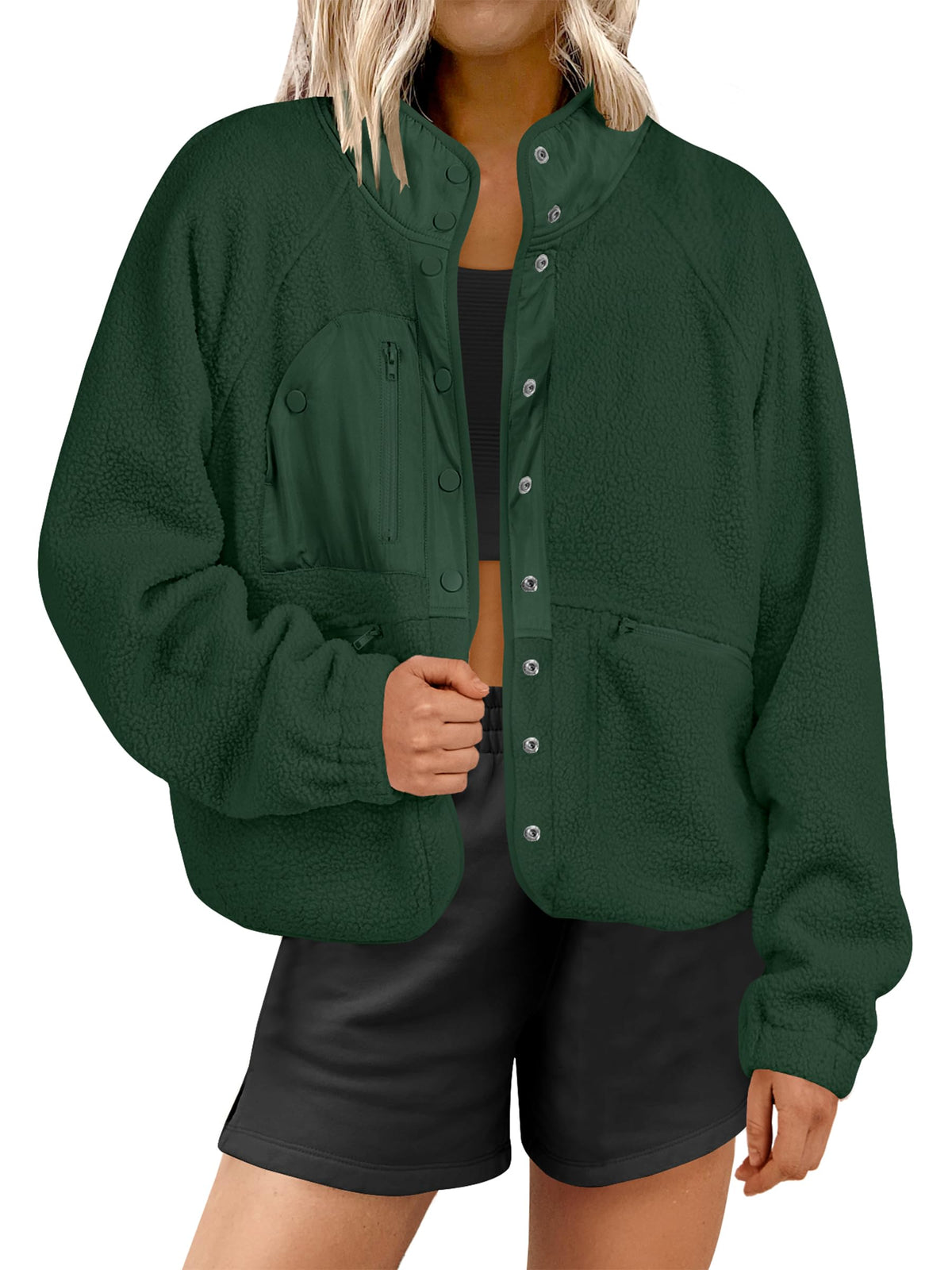 Women'sButton Down Fuzzy Fleece Jacket