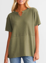 Women's CasualWaffle Knit Short Sleeve Top
