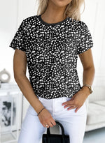 Women's Cheetah Print Crew Neck Short Sleeve T Shirt