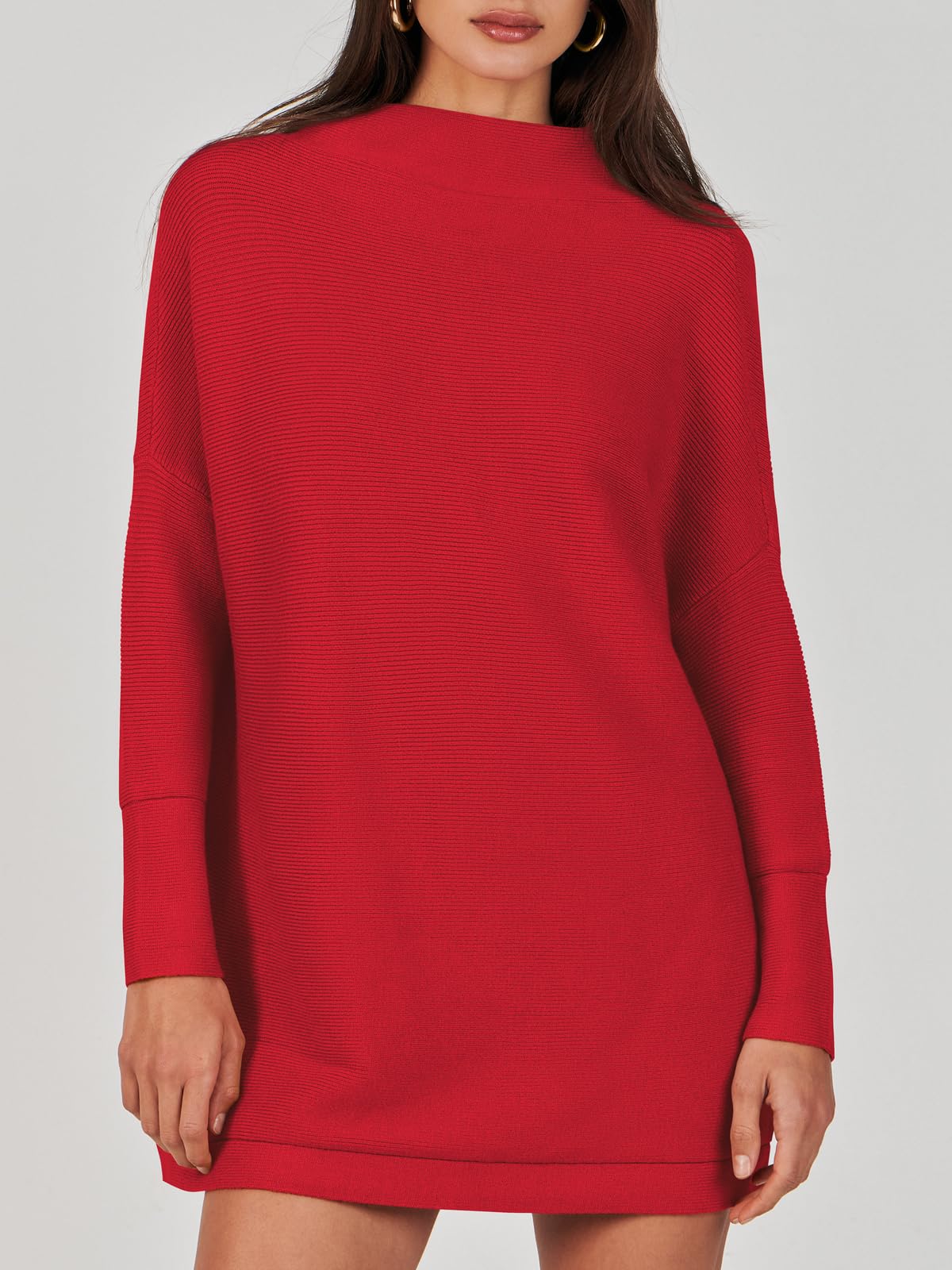 Women's Mock Neck Slouchy Knit Tunic Sweaters