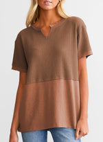 Women's CasualWaffle Knit Short Sleeve Top