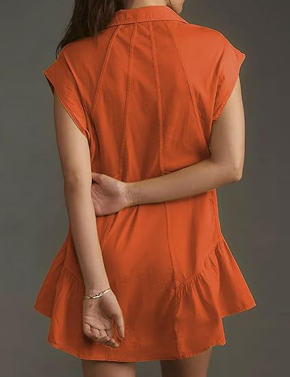 Button Down Shirt Dress with Pockets