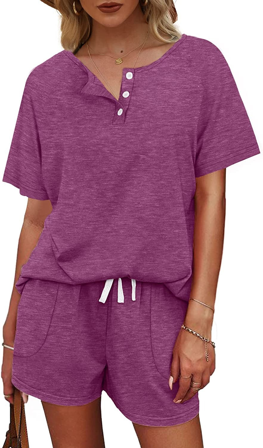 Basic Casual Short Sleeves Outfit 2 Pieces Set