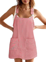 Women's Summer Adjustable Strap Striped Overall Dress