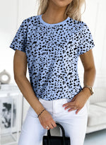 Women's Cheetah Print Crew Neck Short Sleeve T Shirt