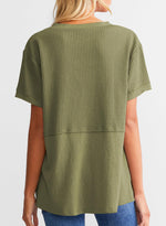 Women's CasualWaffle Knit Short Sleeve Top