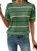 Women's Short Sleeve Knit Striped Top