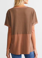 Women's CasualWaffle Knit Short Sleeve Top