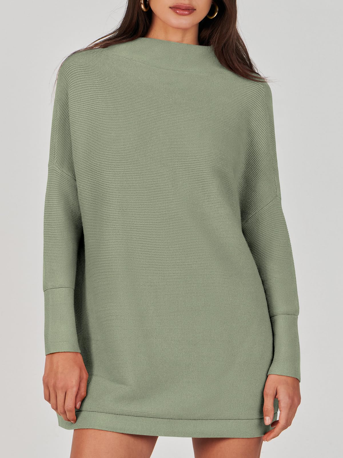 Women's Mock Neck Slouchy Knit Tunic Sweaters