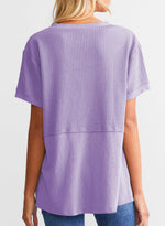 Women's CasualWaffle Knit Short Sleeve Top