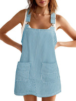 Women's Summer Adjustable Strap Striped Overall Dress