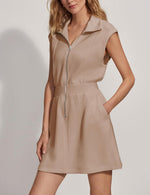 Women's Zipper Mini Dress with Pockets