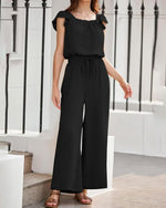 Women's Ruffle Sleeve Solid Color One Piece Jumpsuit