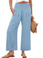 Women's Smocked Waist Wide Leg Palazzo Pants