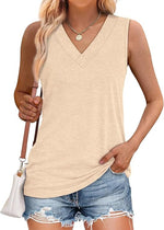 Women's Summer Loose V Neck Sleeveless Basic Tank Tops