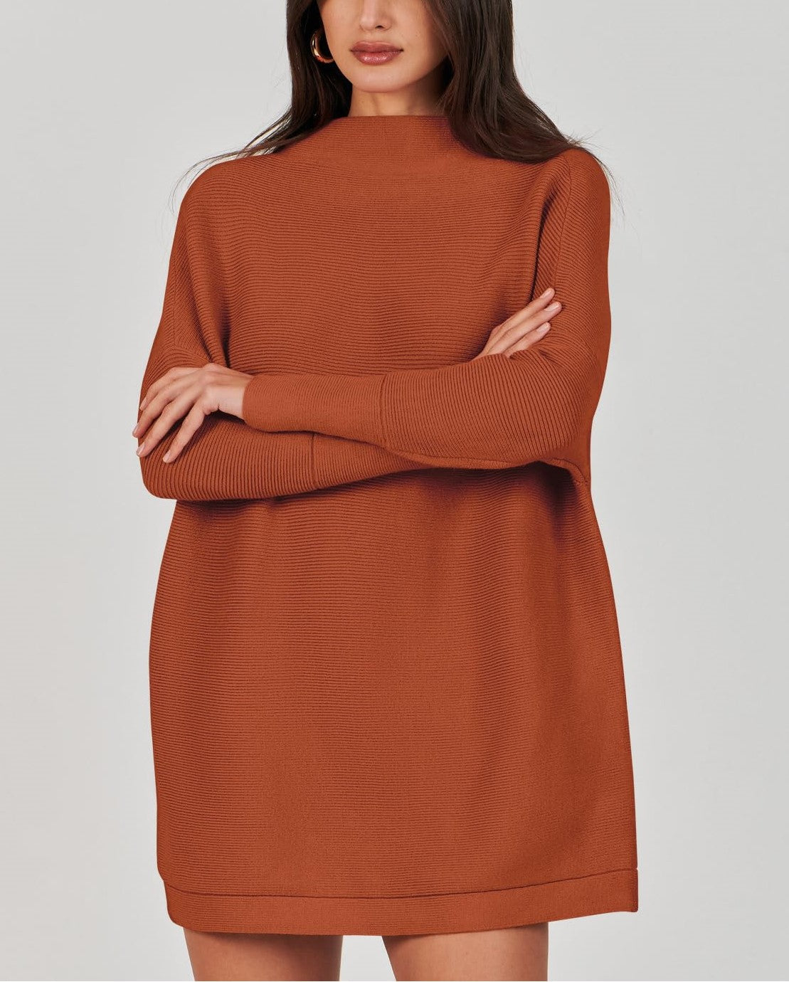 Women's Mock Neck Slouchy Knit Tunic Sweaters