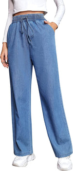 Wide-leg High-rise Drawstring Jeans