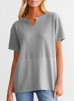 Women's CasualWaffle Knit Short Sleeve Top