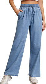 Wide-leg High-rise Drawstring Jeans